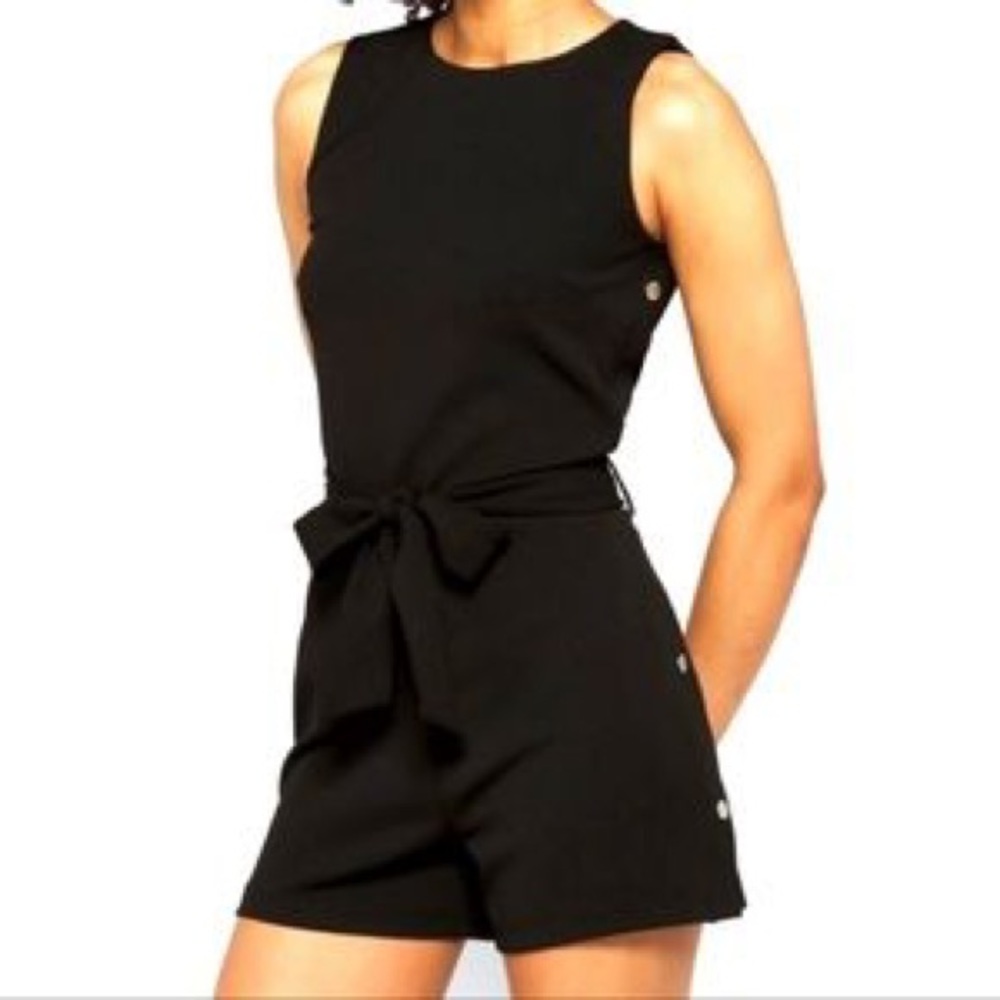 Michael Kors Leena Snap Short Tie Waist Romper-Large